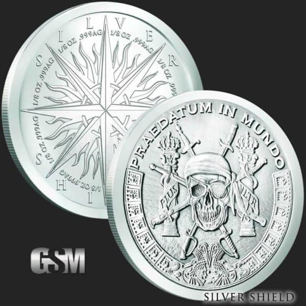 Silver Shield Pieces of Eight Coin Pendant - Creating Anything