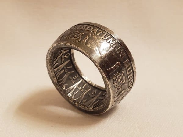 Silver Shield Pieces of Eight Coin Ring - Creating Anything