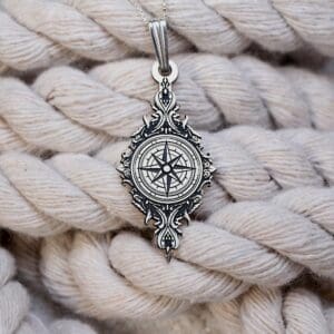 Nautical Compass Necklace | Sterling Silver Minimalist Pendant | Detailed Charm Engraving | Handmade Jewelry Gift For Men & Women