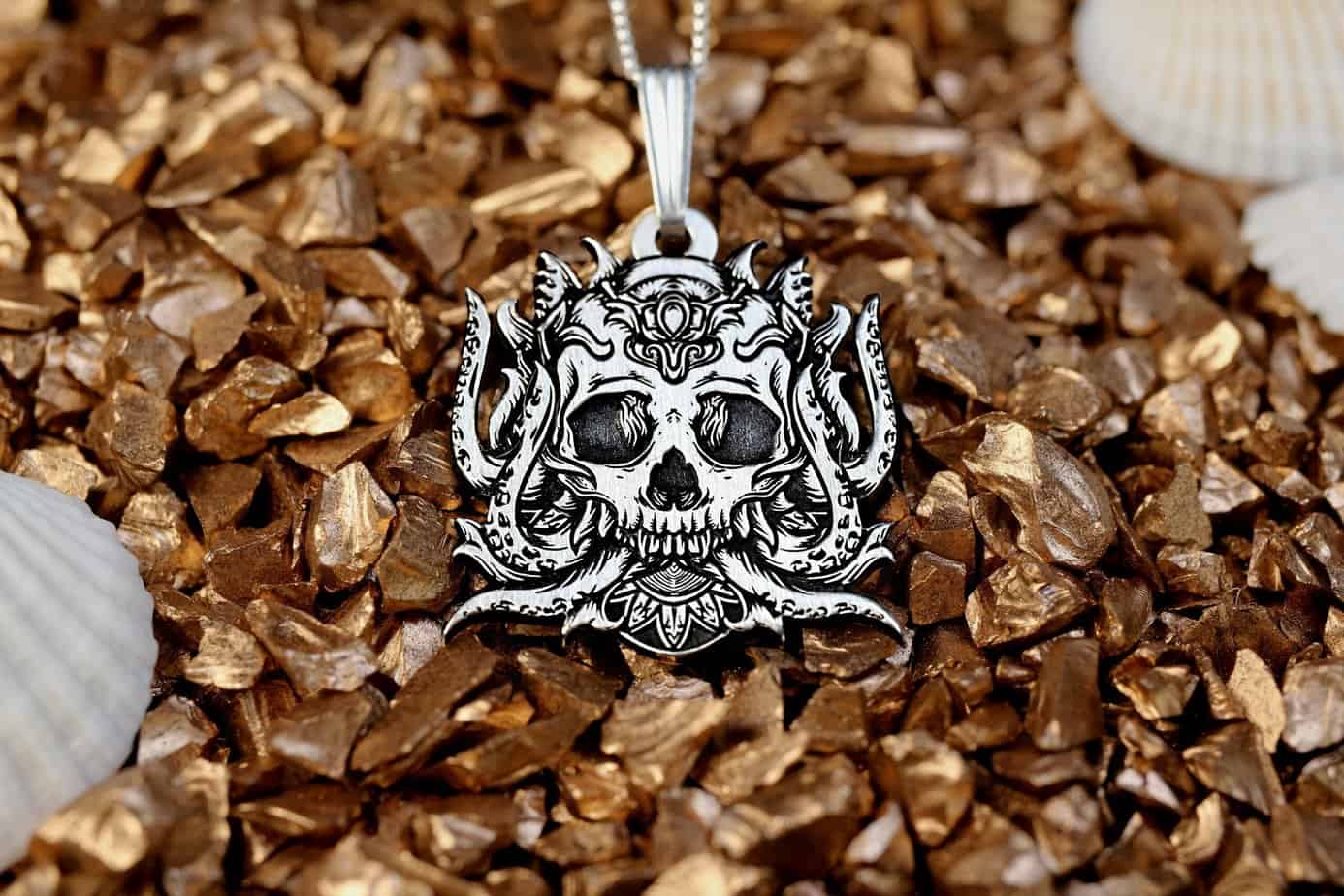 Silver Skull Pendant – Dainty Memento Mori Necklace – Day Of The Dead Jewelry – Anatomical Skull – Goth Jewellery