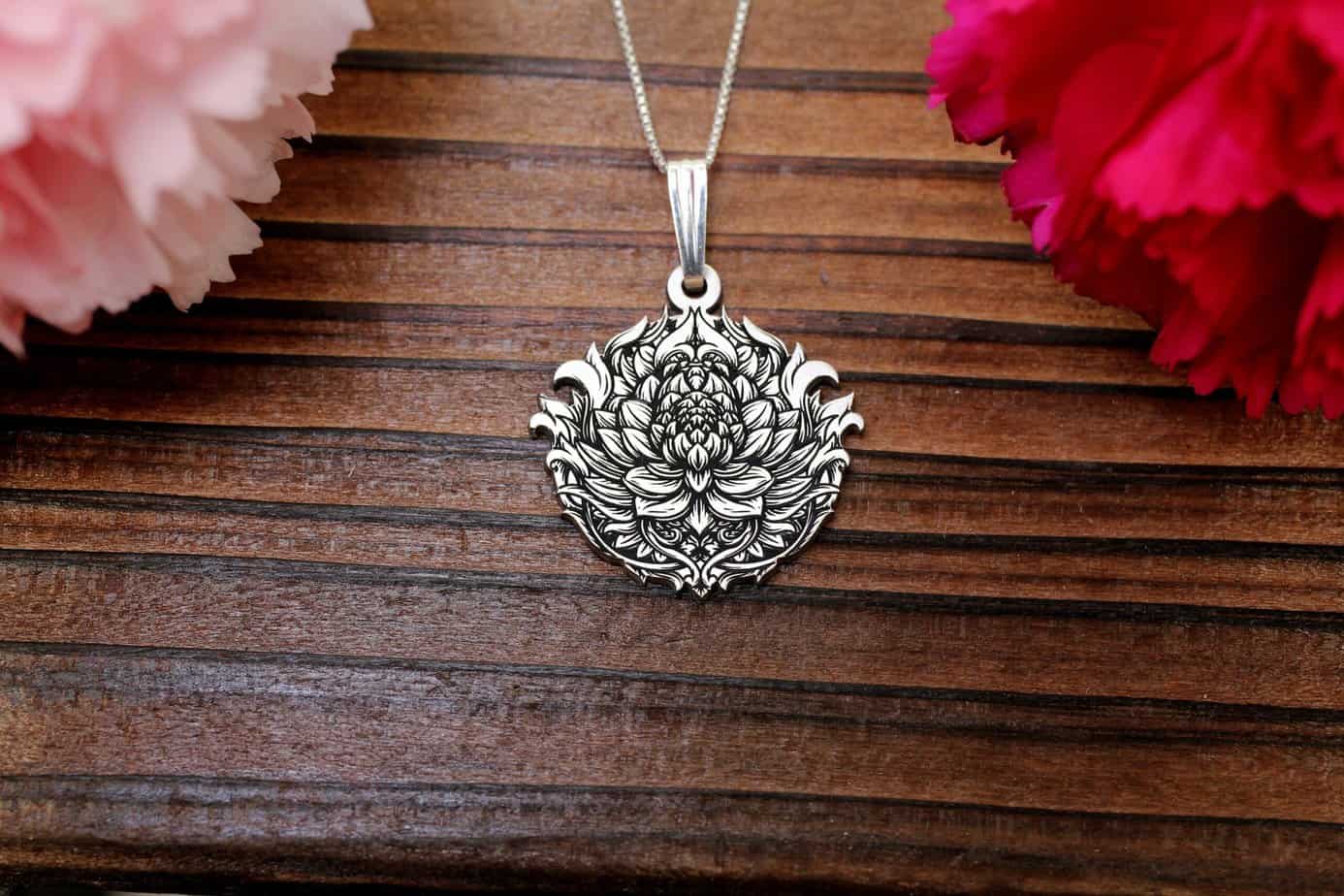 Lotus Flower Necklace • Silver Necklaces for Women • Encouragement Gift • Graduation Gift • Gifts for Her • Buddha Necklace • Mom Gift