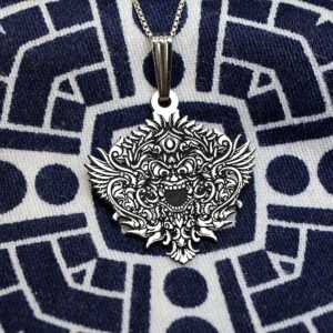Silver Aztec Necklace | Barong Men’s Jewelry Gift | Gift For Him | Fathers Day Gift | Goth Jewelry | Good Luck Charm Necklace