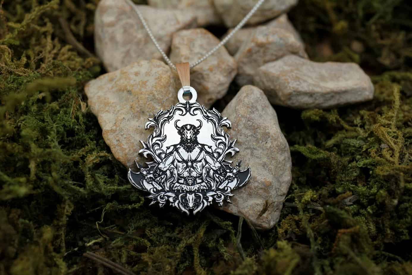 Silver Minotaur Necklace | Greek Mythology Viking Pendant | Men’s Jewelry | Warrior Charm Gift For Men | Nordic Style Necklace