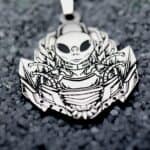 Alien UFO Necklace | Sterling Silver Extraterrestrial Pendant | Area 51 Charm | Minimalist Jewelry Gift For Men & Women