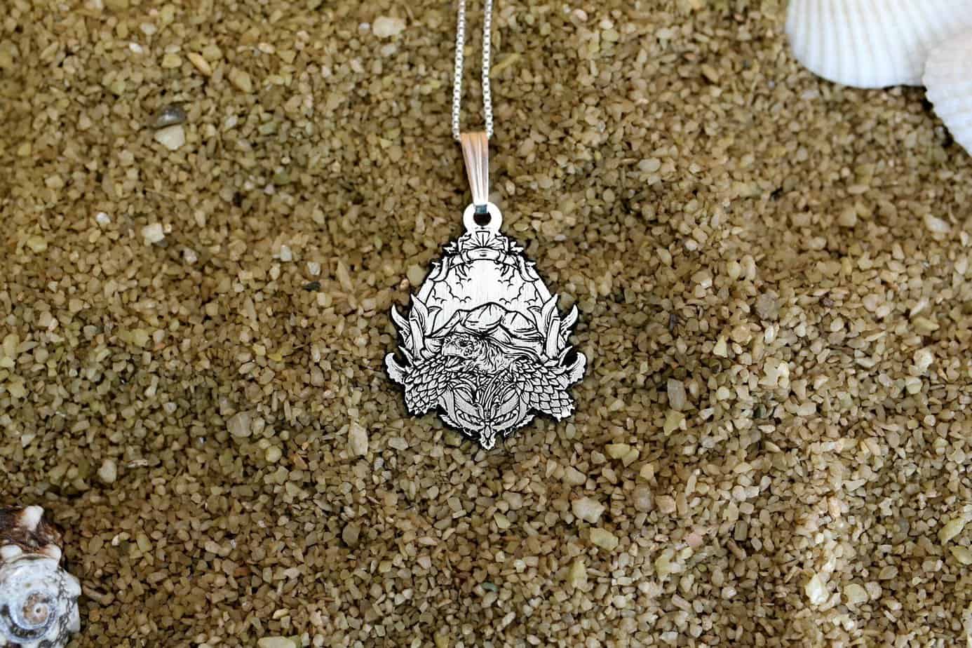 Sea Turtle Necklace | Sterling Silver Animal Pendant | Marine Life Charm | Detailed Ocean Engraved Jewelry | Men’s Gift | Women’s Gift
