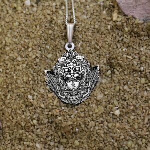 Aztec Warrior Necklace | Sterling Silver Boho Pendant | Detailed Tribal Engraving | Native American Mayan Charm | Men’s Jewelry