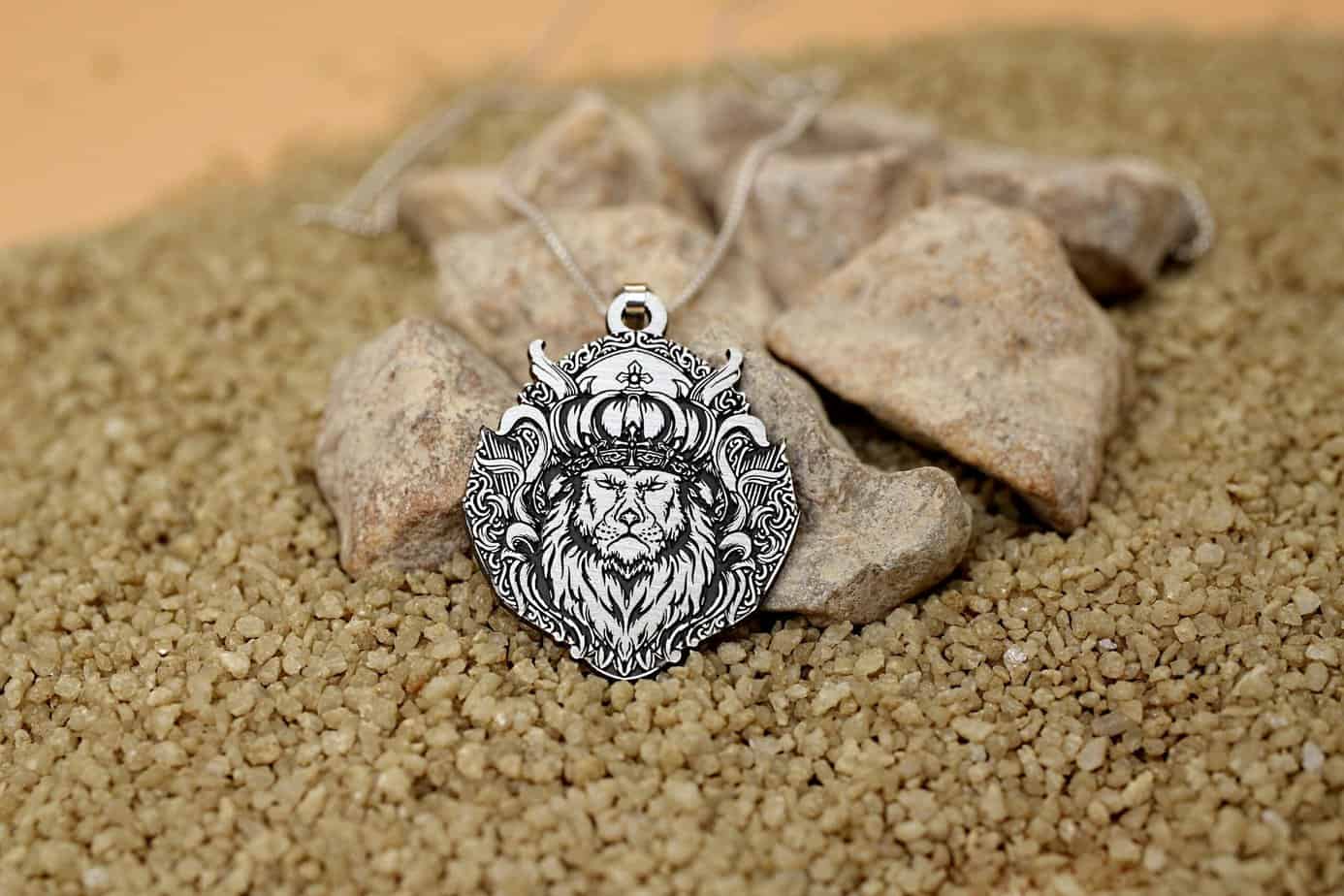 Silver Lion Mens Necklace, Best Lion Jewelry For Him, African Lion Charm With Chain, Necklace For Men, Best Friend Gift Necklace, Lion Gift