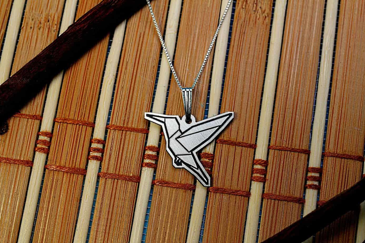 Silver Swallow Geometric Necklace, Sterling Silver Bird Jewelry, Origami Necklace, Animal Necklace, Good Luck Charm, Memorial Gift