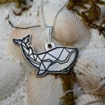 Geometric Whale Necklace, Origami Whale Jewelry, Silver Whale Pendant Charm, Ocean Beach Jewelry, Animal Lover Gift for Her & Him