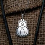 Minimalist Bear Necklace | Silver Origami Animal Jewelry | Line Art Grizzly Bear Pendant Charm | Nature Gift For Him | Simple Gift For Her