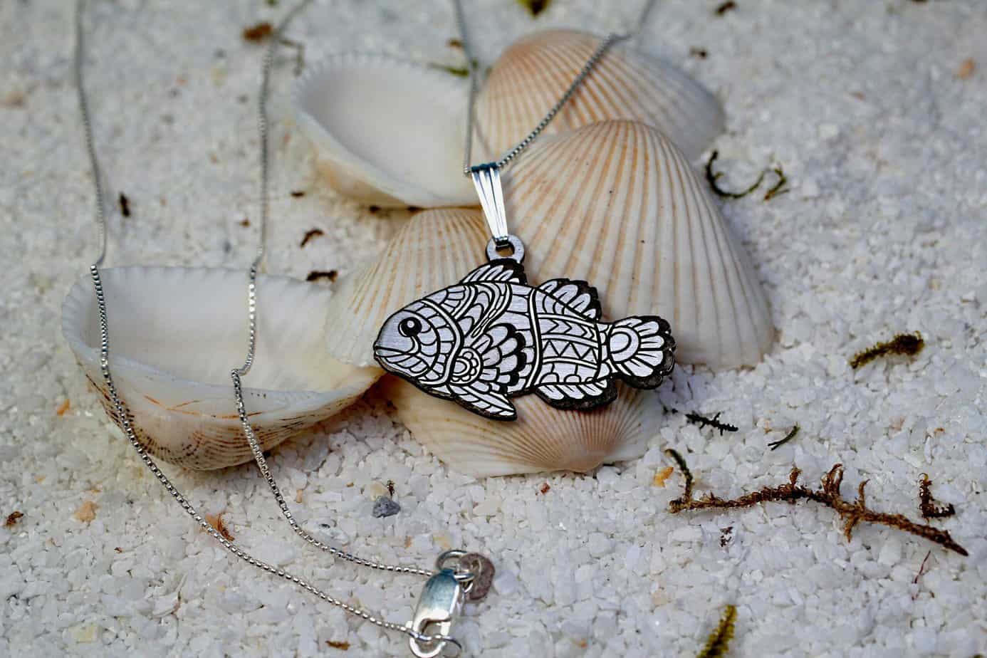 Cute Clownfish Necklace, Silver Fish Pendant, Minimalist Zentangle Jewelry, Good Luck Charm, Gift For Her, Ocean Lover Jewelry