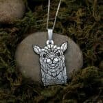 Zentangle Llama Necklace, Sterling Silver Exotic Animal Pendant, Cute Alpaca Necklace, Mama Llama Jewelry