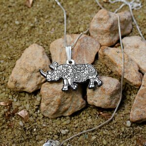 Rhino Origami Necklace, Origami Pendant, Unique Necklace, Geometric Necklace, Minimalist, Boho, Animal Lover, Friendship Gift, Gift For Her