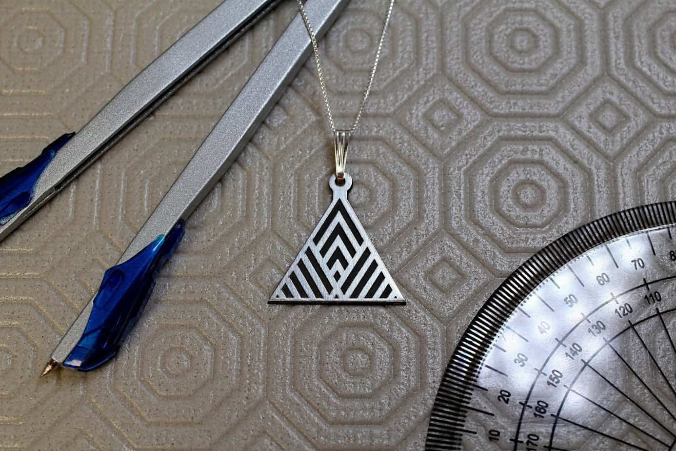Triangle necklace for men, groomsmen gift, men’s necklace with a silver triangle pendant, silver chain, gift for him, geometric necklace