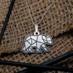 Silver Bear Necklace / Geometric Minimalist Necklace / Constellation Polar Bear Necklace / Origami Animal Pendant / Grizzly Bear Charm