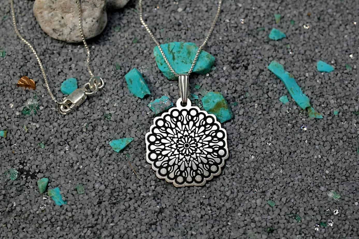 Small Mandala Pendant, Sterling Silver Mandala Necklace, Inspirational Jewelry, Boho Jewelry, Minimalist Mandala, Spiritual Necklace