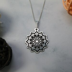 Dainty Mandala Pendant, Sterling Silver Mandala Necklace, Inspirational Jewelry, Boho Jewelry, Minimalist Mandala, Spiritual Necklace