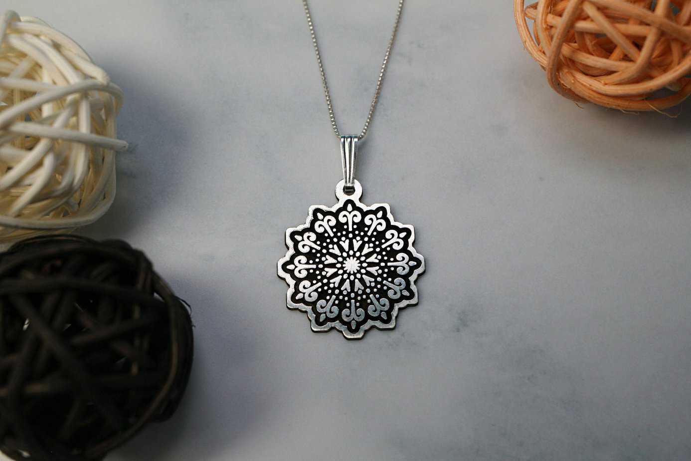 Dainty Mandala Pendant, Sterling Silver Mandala Necklace, Inspirational Jewelry, Boho Jewelry, Minimalist Mandala, Spiritual Necklace
