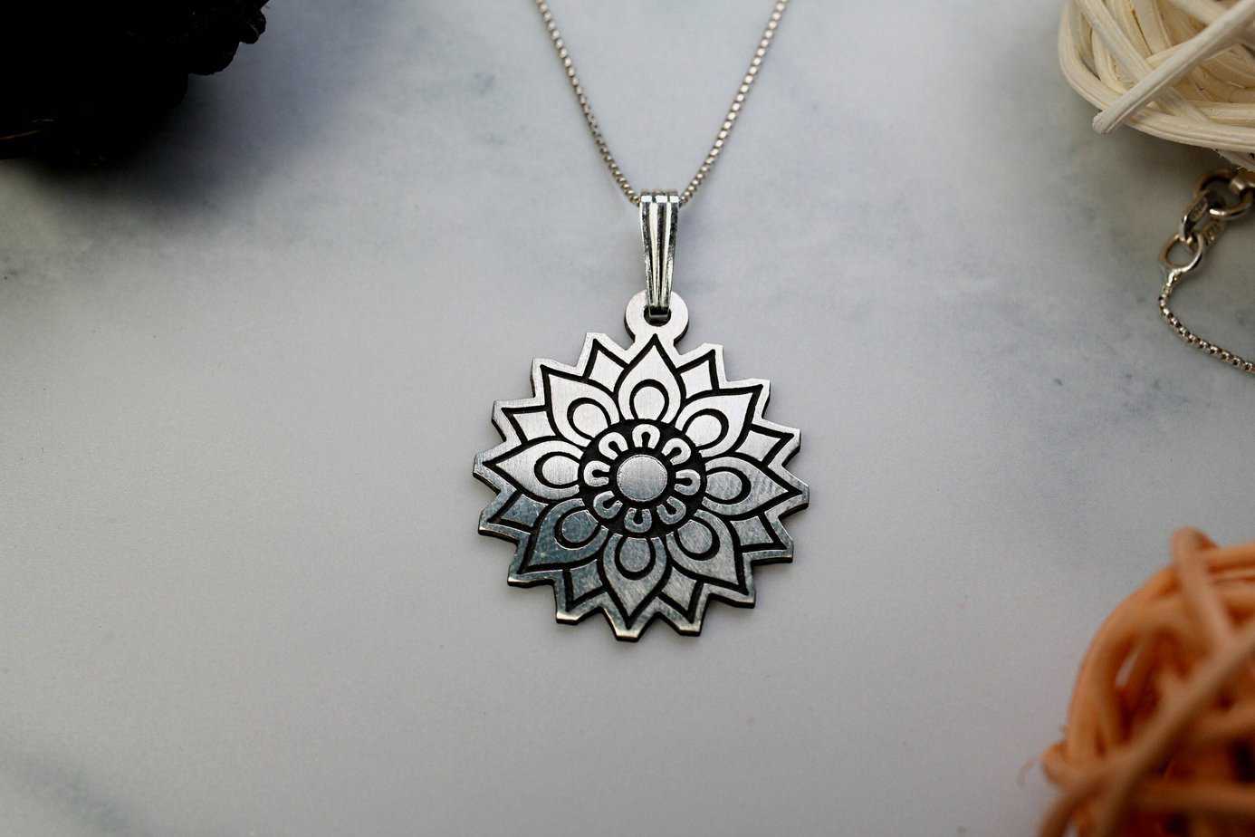 Simple Mandala Pendant, Sterling Silver Mandala Necklace, Inspirational Jewelry, Boho Jewelry, Minimalist Mandala, Spiritual Necklace