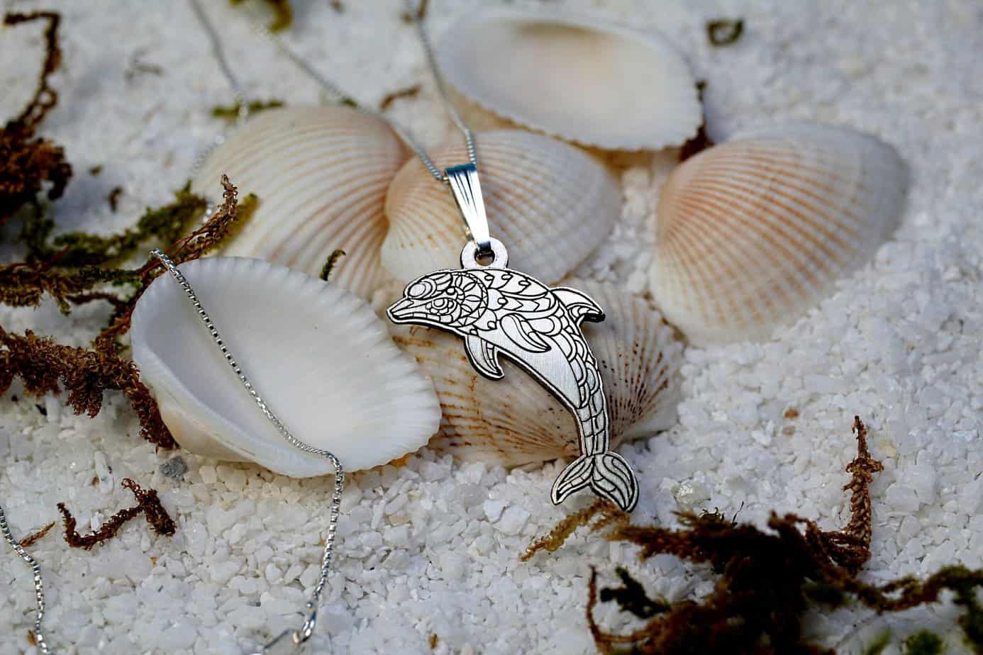 Dolphin Necklace, Cute Golden Jewelry, Animal Lover Necklace, Adjustable Pendant Necklace, Beach Wedding, Ocean Jewelry