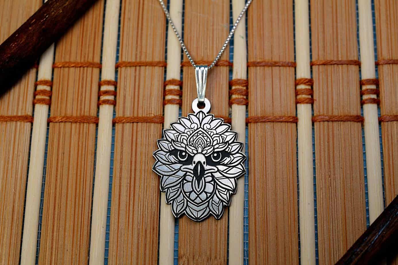 Silver Bald Eagle Necklace, Hawk Pendant, Animal Jewelry, Falcon Necklace, Birthday Gift, Bird Animal Accessory Men’s Silver Jewelry Gifts