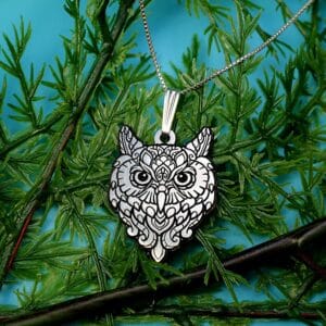 Cute Owl Necklace For Her, Minimal Owl Pendant, Womens Zentangle Animal Jewelry, Teachers Gift, Mothers Day Gift, Gift For Her